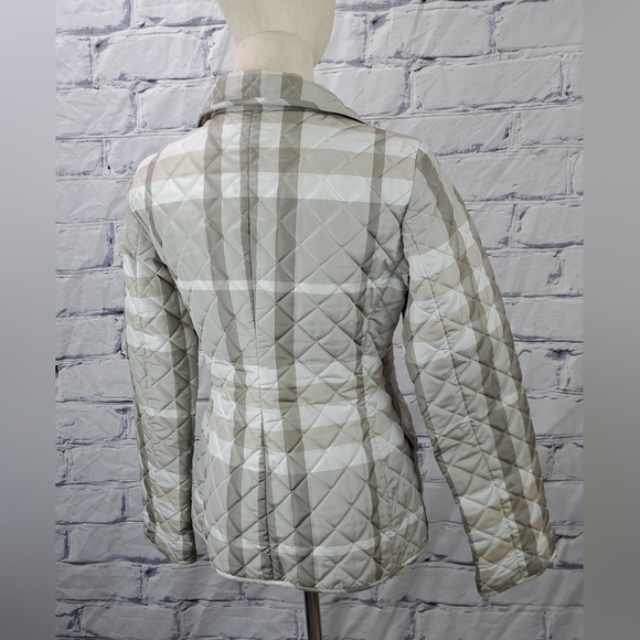Burberry Women's Quilted Jacket Coat Pale Stone Check Snap Filled Size XS - Picture 4 of 16